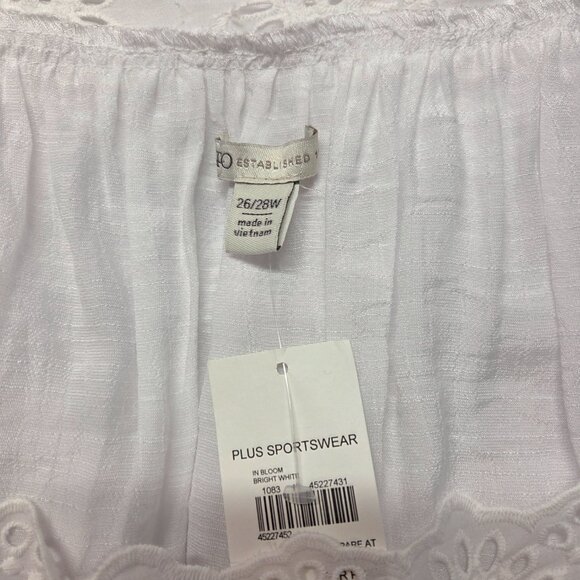 Cato 26/28 White Eyelet Square Neck Ruffle Flowy Balloon Sleeve Casual Blouse - Picture 9 of 11